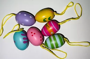 6x bunte Holz Ostereier Osterdeko Ostern Ei Eier Deko Handbemalt Mini. - Bild 1 von 1
