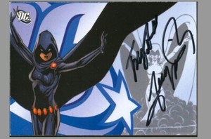 Dual Signed George Pérez & Tony Daniel DC Archives Art Card ~ Teen Titans Raven
