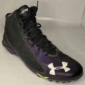 Under Armor Nitro Clutch Fit Pro Purple & Black Football Cleats - Mens Sz 12 - Picture 1 of 9