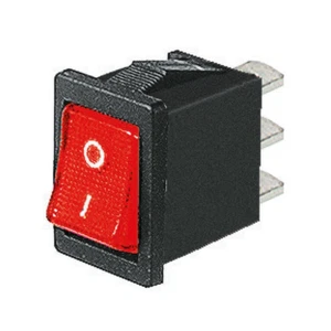 Interruttore a bilanciere 220V 6A unipolare con tasto rosso luminoso 21x15mm 12V - Imagen 1 de 2