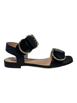 Bally Casila 6225702 Women's Black Lamb Leather Flat Sandals MSRP $695 - Image 1 of 4