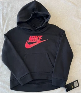 NWT Girls Nike Size 6 M 110-116 CM 5-6 YRS Black Hoodie Sweatshirt Pullover - Picture 1 of 13