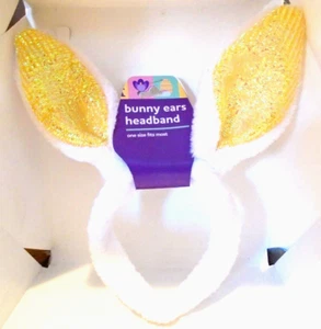 Bunny Ears Headband Easter White & Yellow 1-Piece - Picture 1 of 1