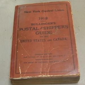 BOOK- New York Central Lines, 1912, Bullingers Postal & Shippers Guide, rare - Bild 1 von 2