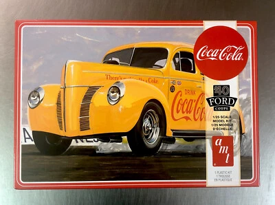 AMT ‘40 FORD COUPE MODEL KIT  RED LINE DRAG SLICKS & COCA-COLA DECALS 1/25 SCALE - Image 1 of 4