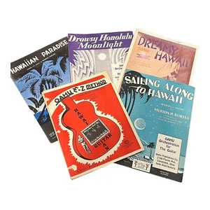 Menge 4 hawaiianische Gitarre Blatt Folio Musik Oahu Orchestrierungen Vintage - Bild 1 von 7