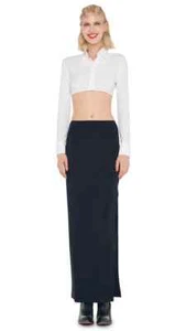 Norma Kamali High-Waist Side Slit Long Skirt Women's XS/29 Black Pull On Style~ - Picture 1 of 12