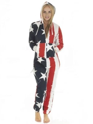 1Onesie Unisex Damen Overalls Overall US Flagge Stars & Streifen USA Größe S-2XL - Bild 1 von 4