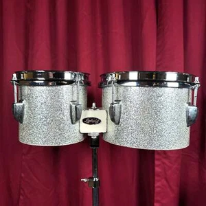 Bongos afinables vintage Ludwig de 6" y 8" plata brillante - Imagen 1 de 15