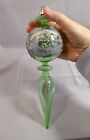 Large Green and Silver Blown Glass Christmas Decoration Bauble Approx 10" Long 