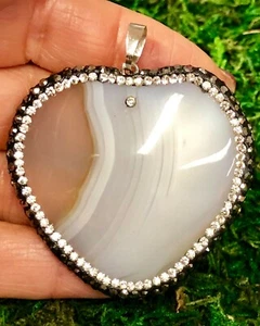 NATÜRLICHE ACHAT HERZFÖRMIGE HALSKETTE 18"-22" - Bild 1 von 8