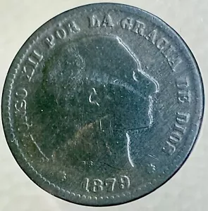 Moneda Española 1879 5 Céntimos Rey Alfonso XII España 140 Años Bonita - Imagen 1 de 12