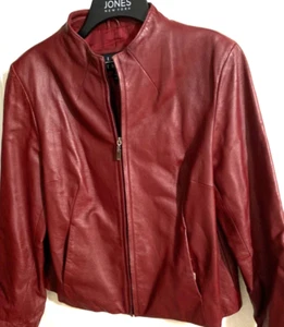 Siena Studio women's maroon leather jacket zip front L - Picture 1 of 5