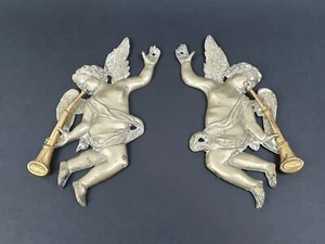 Antica coppia bassorilievi putti - cherubini - angeli bronzo secolo XVIII. - Foto 1 di 7