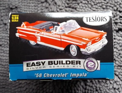 TESTORS 1:24 SCALE 1958 CHEVY IMPALA CONVERTIBLE EASY BUILDER SEALED KIT!! VMCP! - Image 1 of 4