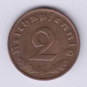 GERMANY DEUTSCHLAND 2 Pfennig 1936D, very nice grade (AI207) - Picture 1 of 2