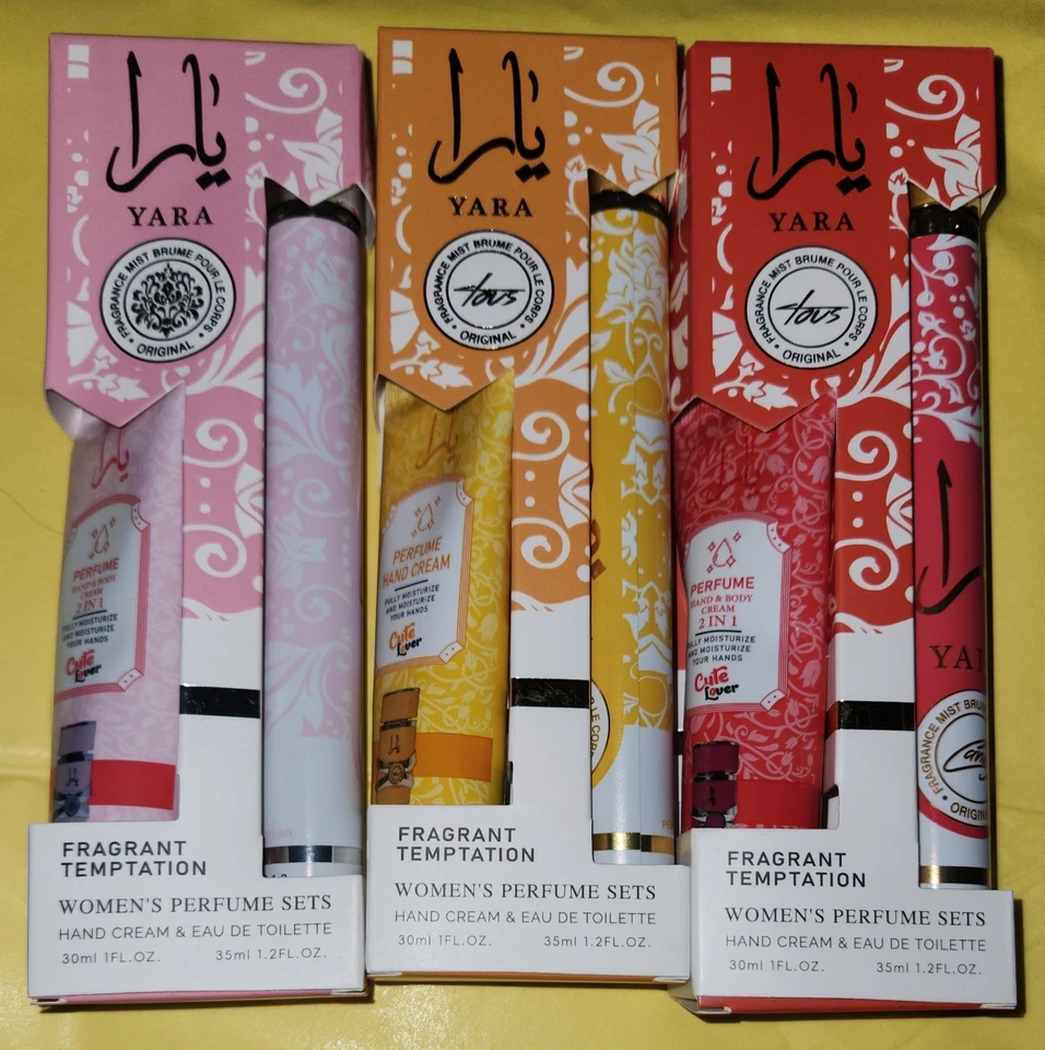 3 КОМПЛЕКТА YARA духи и крем для рук. Крем для рук 30 мл и духи 35 мл - Изображение 1 из 1