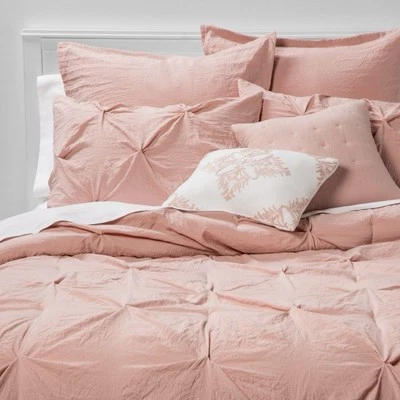 Threshold 8-Piece King Pinch Pleat Comforter Bedding Set Blush Machine Washable - Image 1 of 4