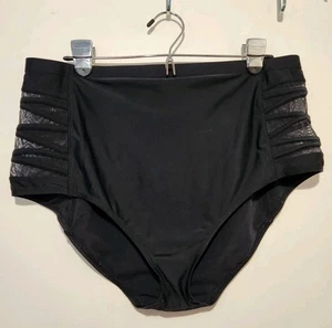 Torrid Swim Suit Bottoms High Rise Lattice Mesh Sides Black Size 2 - Picture 1 of 6