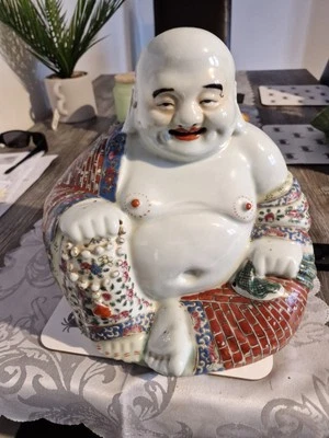 Винтажная китайская фарфоровая фигурка смеющегося Будды - Изображение 1 из 4