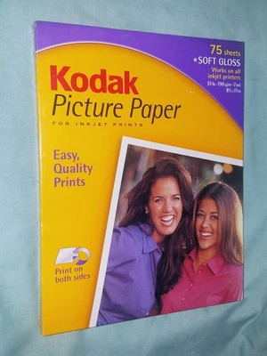 NEW 75 Sheet Pack Kodak Ink Jet Picture Photo Paper 8 1/2" x 11"  - Image 1 of 2