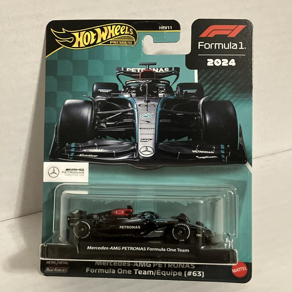 Hot Wheels Premium F1 2024 Mercedes AMG Petronas Formula One Team Car #63 Foto 1 de 4