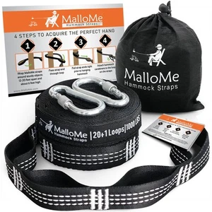 MalloMe XL Hammock Straps - Hammock Tree Straps Set 2000+ LBS Heavy Duty 24 - 40 - Picture 1 of 8