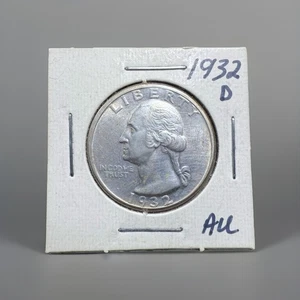 1932-D Washington Silver Quarter AU Slider Uncertified Nice Coin 25C - Picture 1 of 4