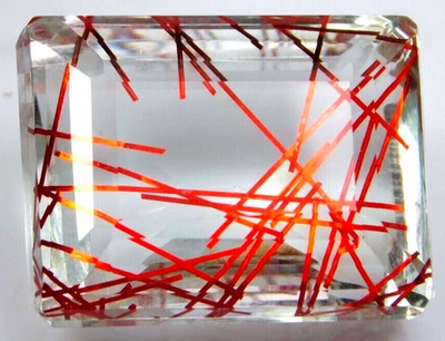 81.95 Ct. Large Red Rutilated Quartz Emerald Cut Loose Gemstone Gift for Women - Image 1 of 4