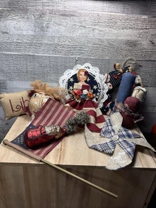 Primitive Americana Weihnachtsschmuck Set. Handarbeit, Volkskunst, USA rustikal - Bild 1 von 20