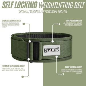 Military Green Weight Lifting Gym Training Support Self Locking Belt Gym Support - Picture 1 of 6