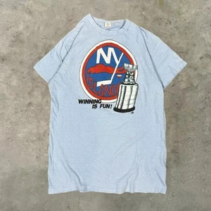 Maglietta vintage anni 80 New York islanders champion grafica maglietta blu hockey nhl L - Foto 1 di 6