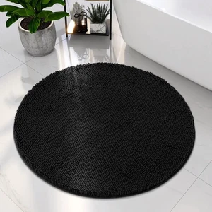 Alfombra de baño redonda, chenilla peluda de lujo extra suave y absorbente antideslizante... - Imagen 1 de 8