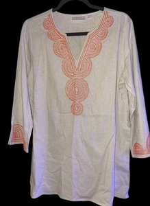 Bellisima Kim Gravel Taupe Orange Embellishment Tunic SZ Small 6/8 - Picture 1 of 8