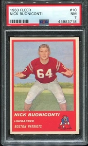1963 Fleer #10 Nick Buoniconti RC PSA 7 Boston Patriots HOF Notre Dame - Picture 1 of 1