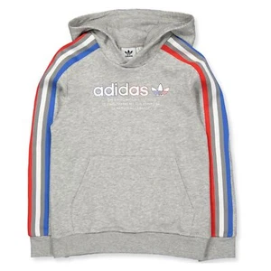 Adidas Originals Kids Hoodie Logo Sweatshirt Hooded Pullover Gray Red Blue - Picture 1 of 3