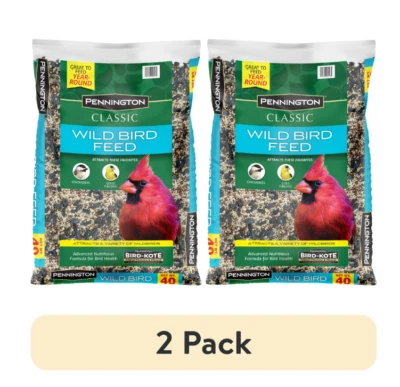 2 Pack - Pennington Classic Wild Bird Feed and Seed, 40 lb. Bag, Dry