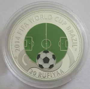 Maldivas 20 Rufiyaa 2012 Mundial de Fútbol en Brasil Plata - Imagen 1 de 2