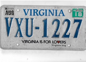VIRGINIA passenger 2018 license plate "VXU-1227" - Picture 1 of 1
