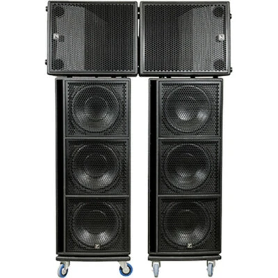 2x Yorkville SA153 3Way 2500W Speaker + 2x SA315S Active Subwoofer + 2x SADOLLY1 - Image 1 of 4