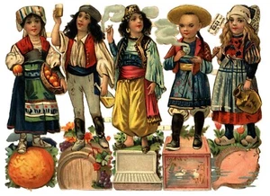 Children national costumes, symbols, professions Tuck Gigantic Relief 1223 - Picture 1 of 2