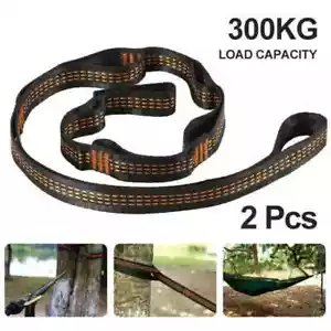2M Polyester Straps Reinforced For Outdoor Camping Hammock With 5+1 Rings 2PCS - Picture 1 of 13
