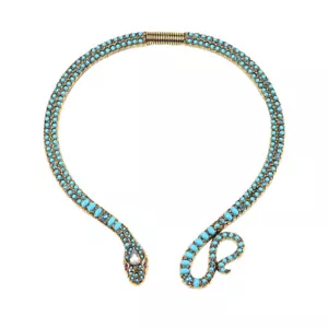 Collar Gargantilla Retro Turquesa Collares Gargantilla Serpiente Regalo Aniversario - Imagen 1 de 12