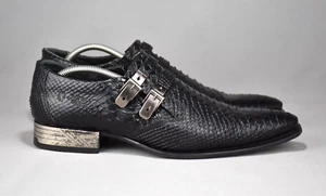 New Rock Black Shoes Boots NR M.2246 S31 Piton Print Leather US 11 UK 10 EU 44 - Picture 1 of 9