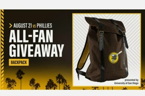 MLB San Diego Padres Backpack Giveaway  Brown 8/21/21 Cover