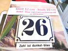 Hausnummer Nr. 26 dunkel-blaue Zahl auf weiem Hintergrund 12 cm x 10 cm Emaille