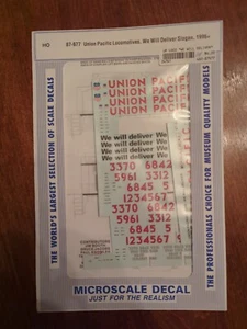 Vintage Microscale Decals No 87-977 Union Pacific UP Locomotives 1996+ HO - Picture 1 of 2