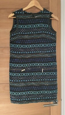 Women's Designer TAILORED KNIT PENCIL SLEEVELESS BLUE Mini Dress UK8 UK6 - Image 1 of 4