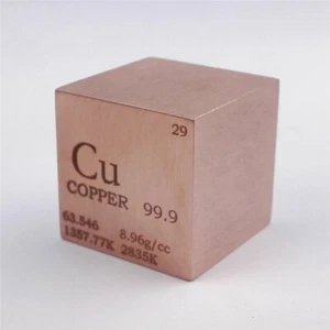 Cubo de cobre (Cu) serie “elementos metálicos”, 146 gramos. Grabado láser - Imagen 1 de 5