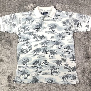 Poloshirt Big Dogs Herren klein weiß Allover Print Palme Strand Südpazifik - Bild 1 von 13